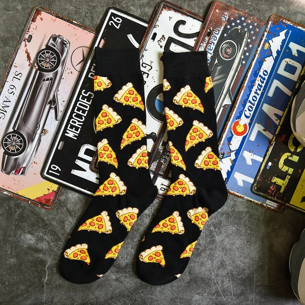 Trendy Graffiti Food Print Cotton Socks