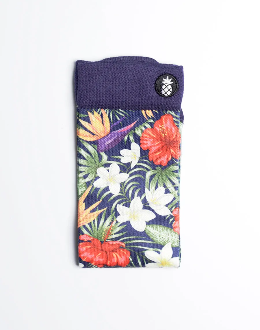 Tropical Mixed Floral Printed Crew Socks