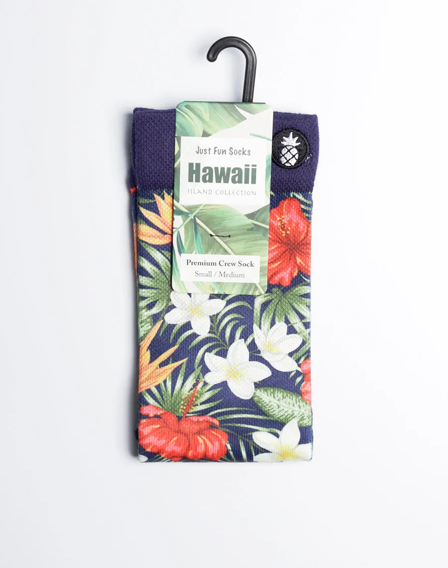 Tropical Mixed Floral Printed Crew Socks