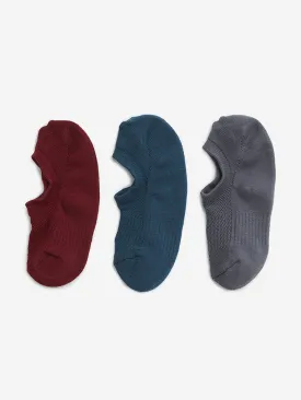 WES Lounge Grey Invisible Cotton Blend Socks - Pack of 3