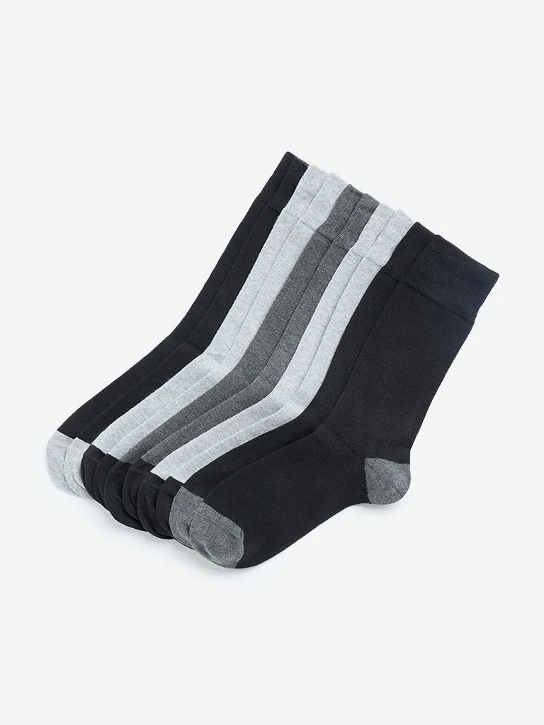 WES Lounge Grey Solid Socks - Pack of 5