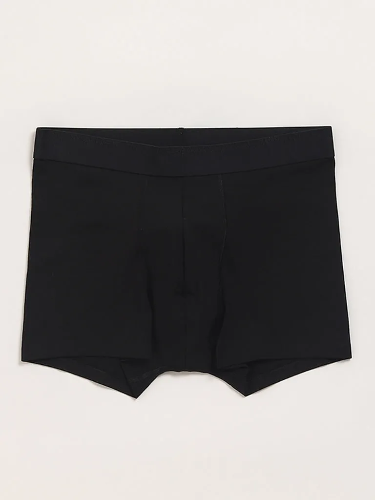 WES Lounge Solid Black Cotton Trunks - Pack of 3