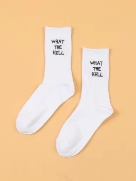 What The Hell Quote Crew Socks Silly Socks for Women Funky Socks Funny Socks