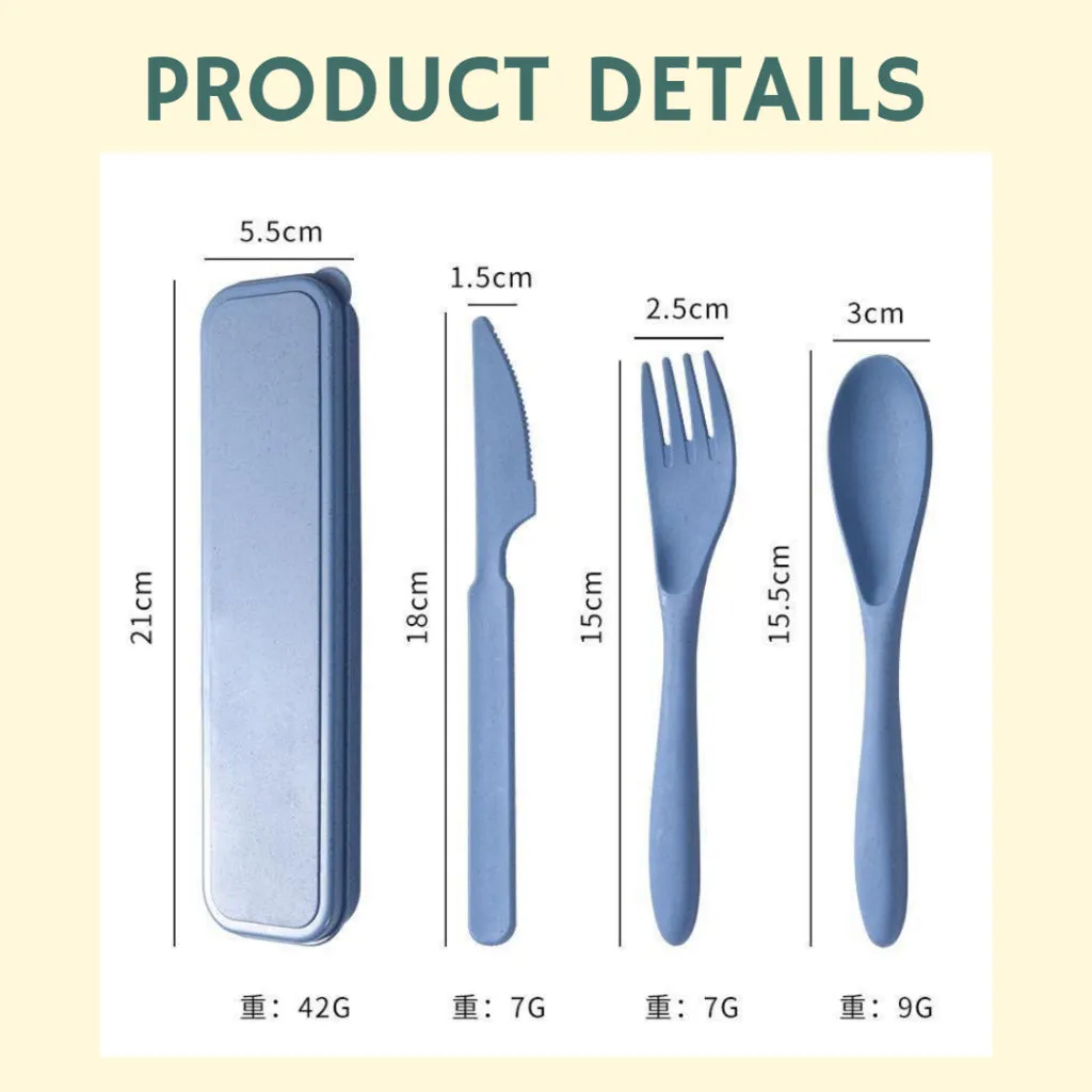 Wheat Straw Spoon Tableware Set Cutlery Utensils With Storage Case