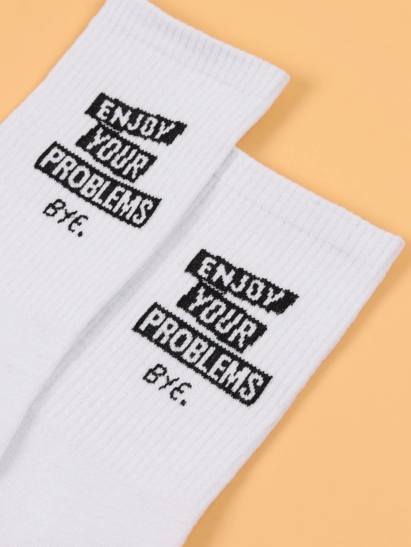 White Crew Socks Enjoy Your Problems Bye Silly Socks for Women Funky Socks Funny