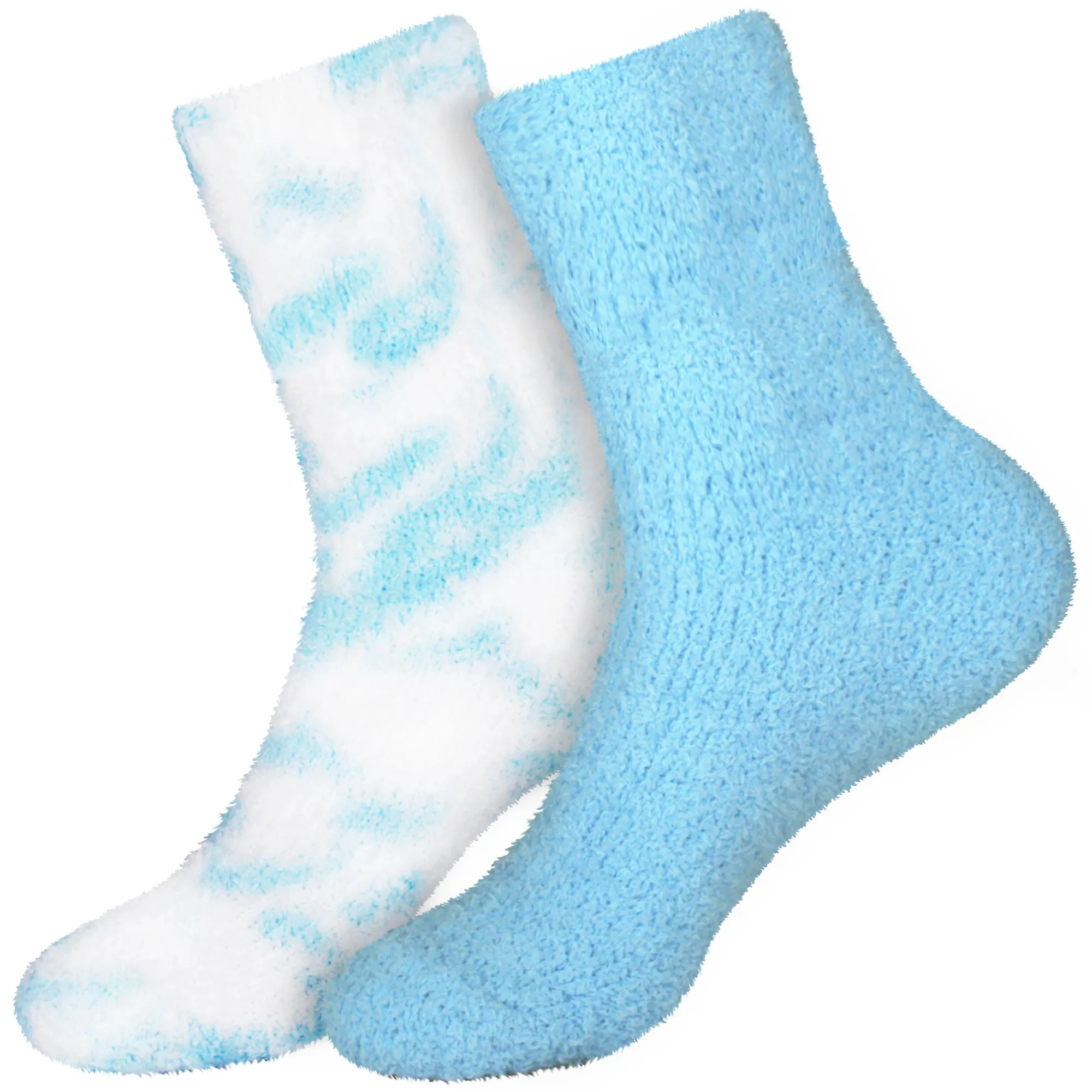 Women's Girl Fuzzy Warm Fluffy Tie-Dye Colorful Fun Crew Socks - 2 Pairs