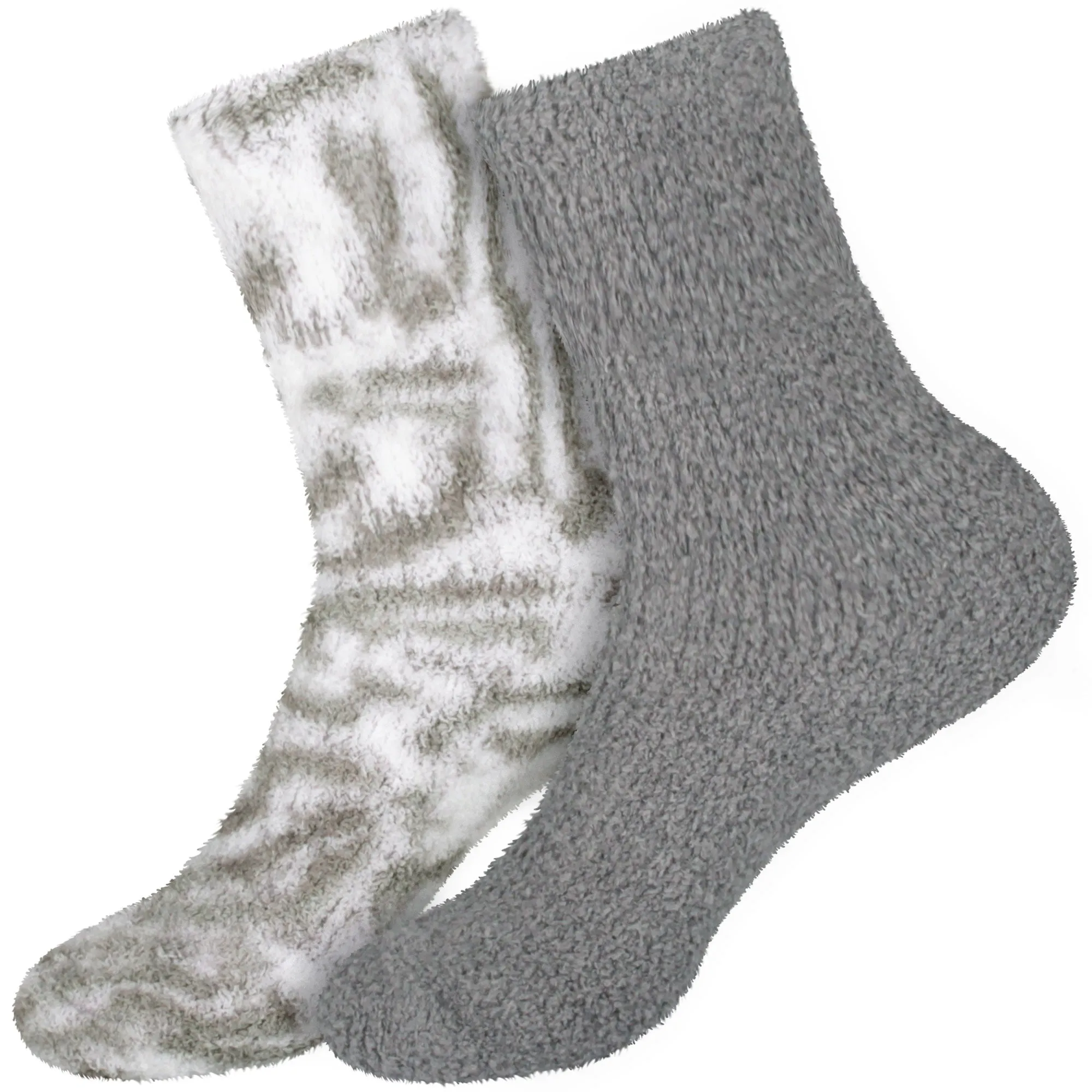 Women's Girl Fuzzy Warm Fluffy Tie-Dye Colorful Fun Crew Socks - 2 Pairs