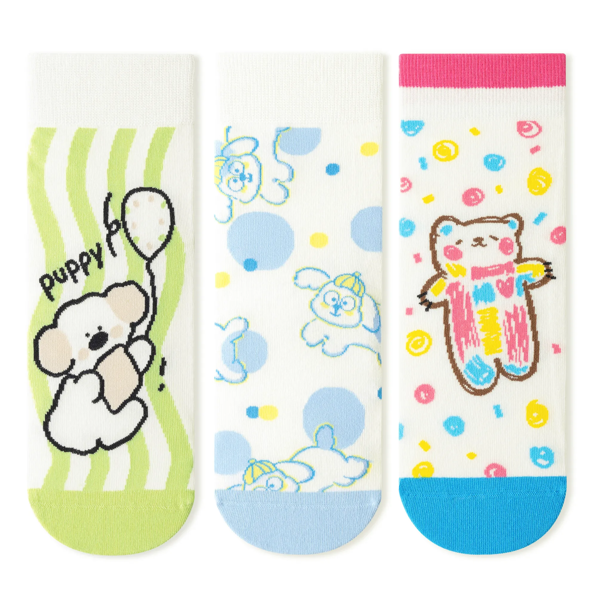 Womens Patterned Crew Socks Seamless Combed Cotton Funny Girls Cute Novelty Animal Flower Soft Socks Gifts 3 Pairs