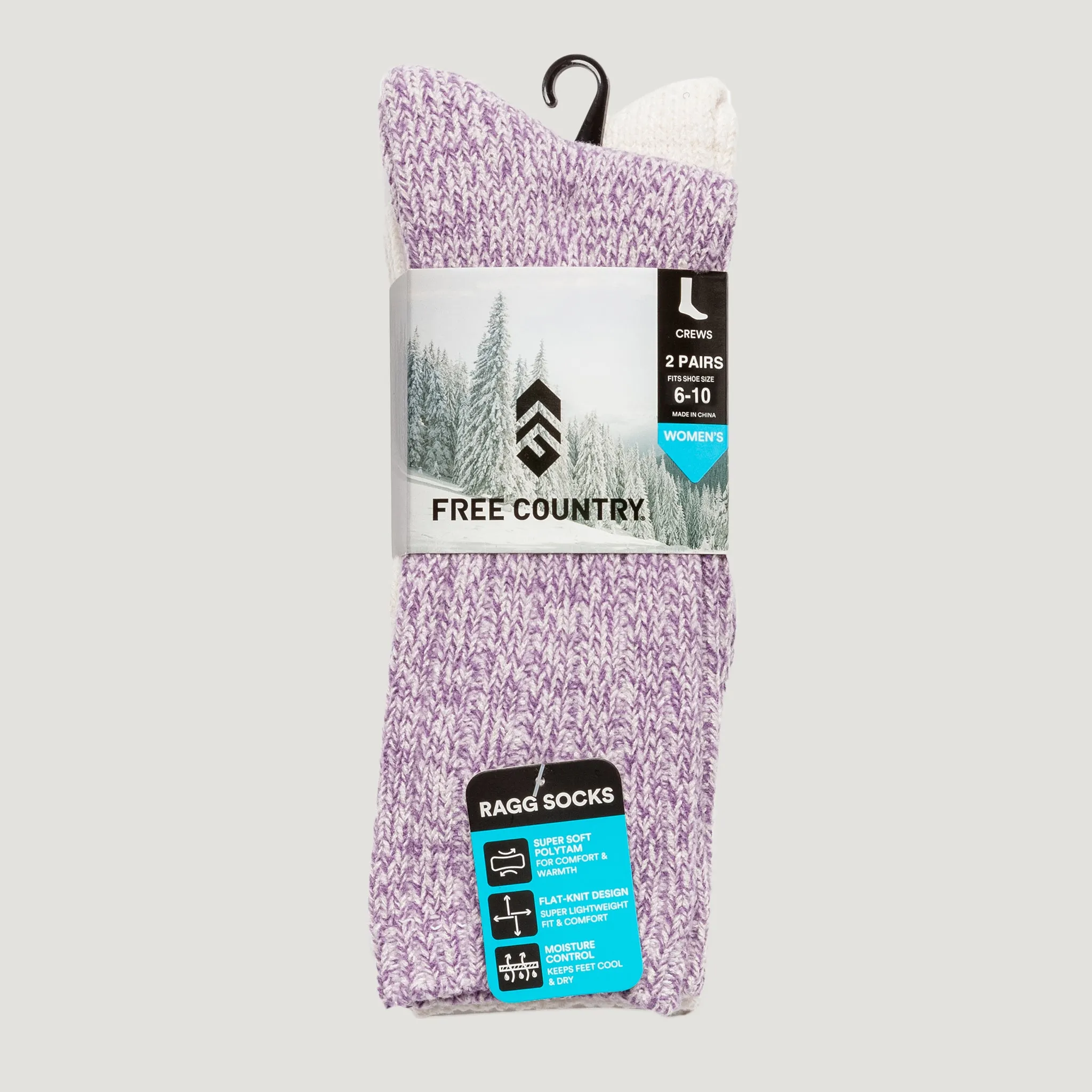 Women's Polyblend Ragg Crew Socks - 2 Pack