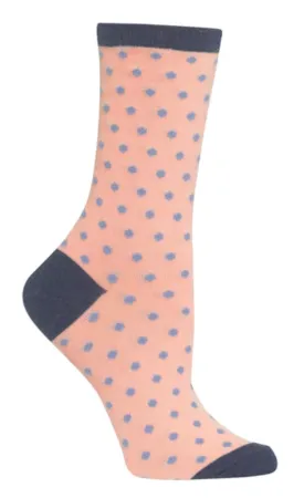 Women's Small Polka Dot Crew Sock -Blush R