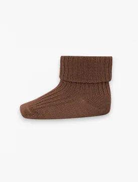 Wool Rib Socks in Peacan Pie