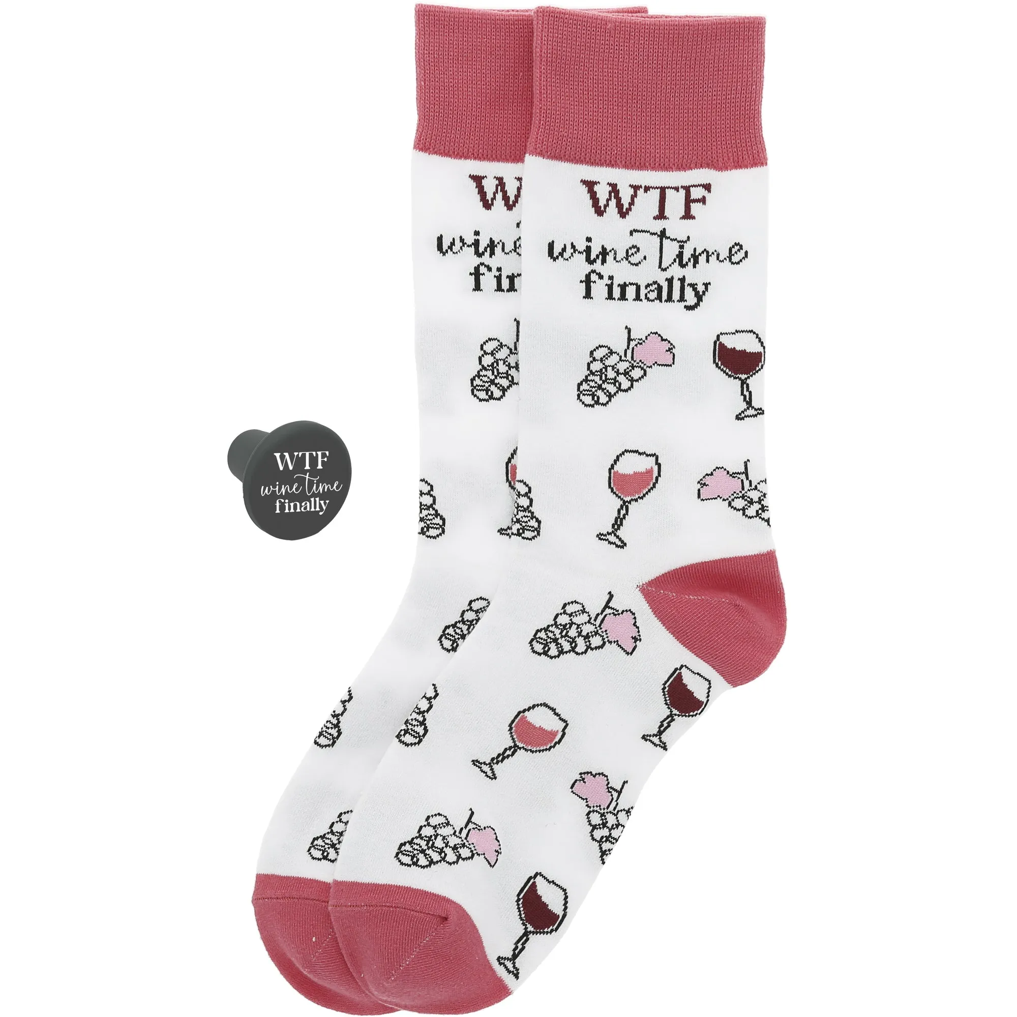 WTF Cotton Blend Socks with Silicone Bottle Stopper