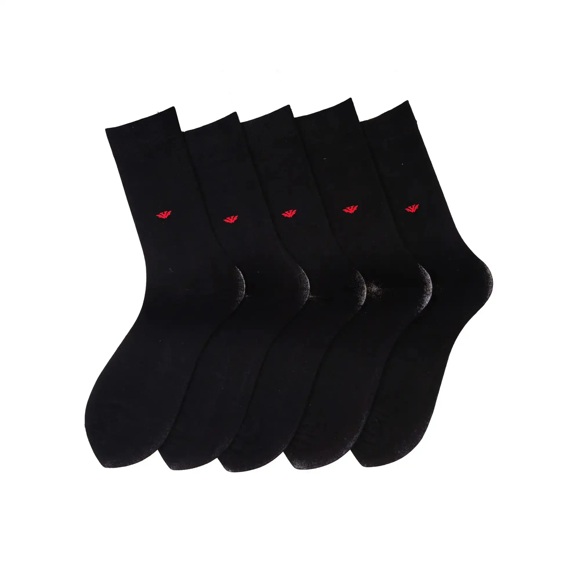 Young Wings Men's Black Colour Cotton Fabric Solid Full Length Socks - Pack of 5, Style no. 3400-M1